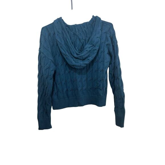 Anthropologie Women Blue Ellyn Saturday Sunday chunky Hooded Sweater Size Medium - Picture 4 of 6